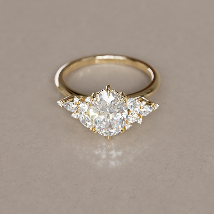Oval Cut Diamond Unique Engagement Ring Nature Flower Inspired By Valley Rose