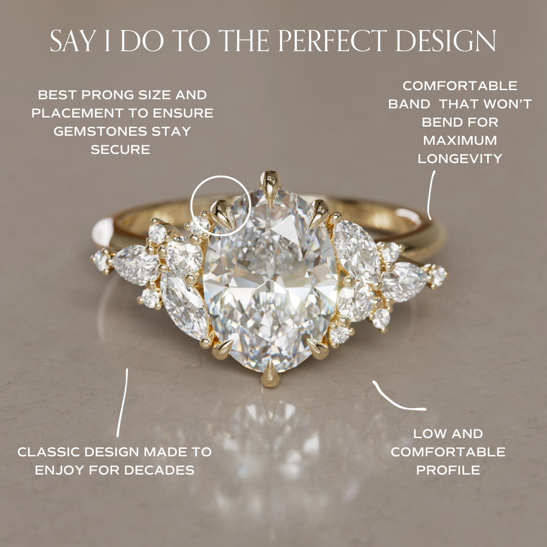 Oval Cut Diamond Unique Engagement Ring Nature Flower Inspired By Valley Rose