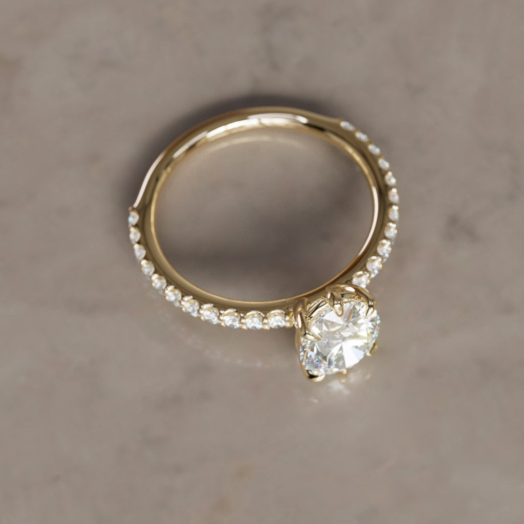 Oval Engagement Ring with Pavé Band and Diamonds By Valley Rose