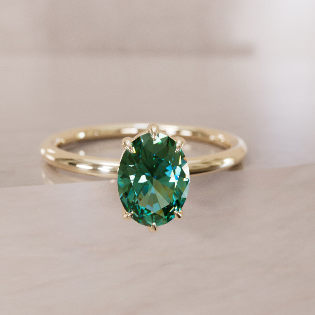 Oval Green Sapphire Engagement Ring Solitaire By Valley Rose