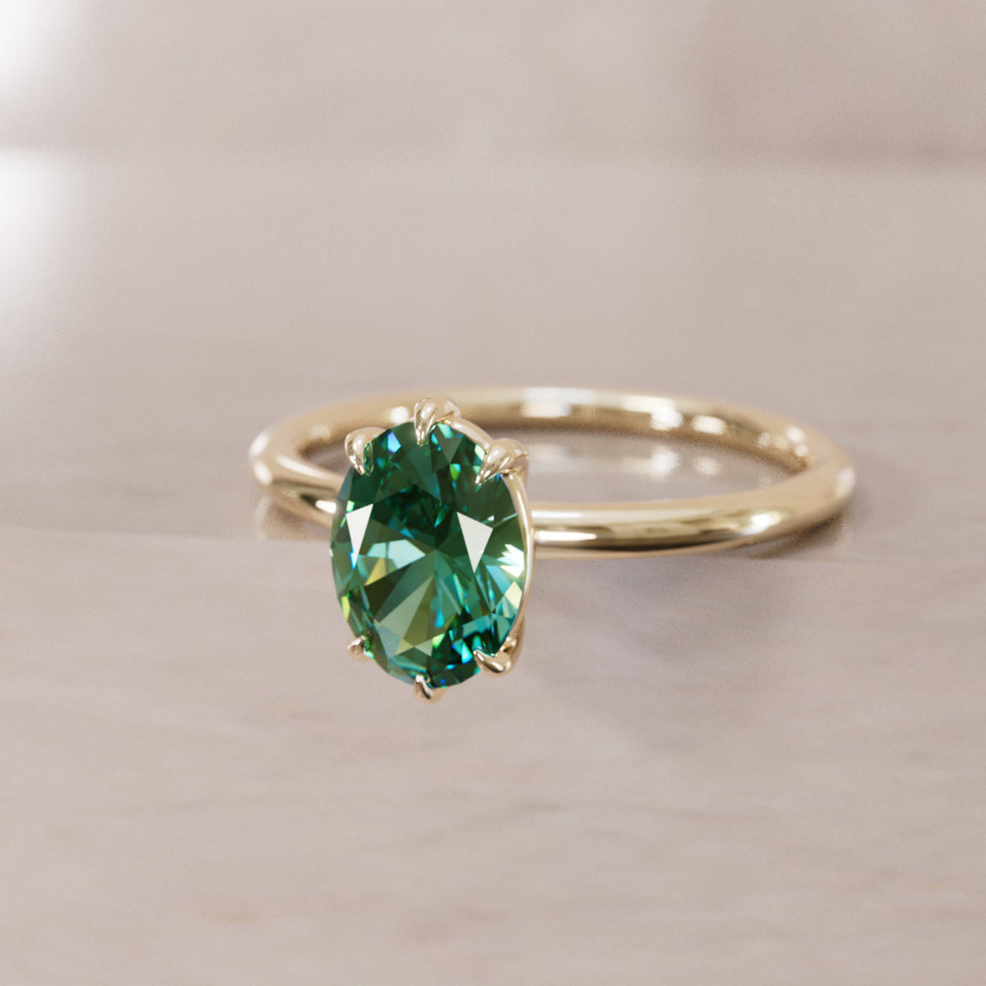 Oval Green Sapphire Engagement Ring Solitaire By Valley Rose