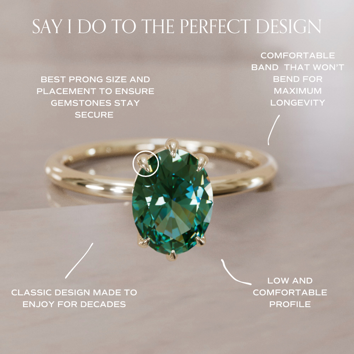 Oval Green Sapphire Engagement Ring Solitaire By Valley Rose