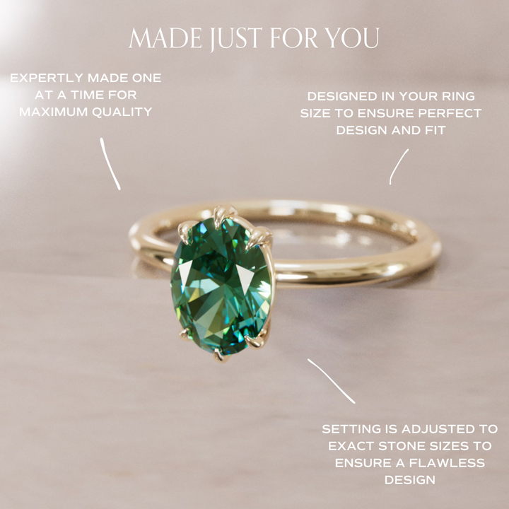 Oval Green Sapphire Engagement Ring Solitaire By Valley Rose