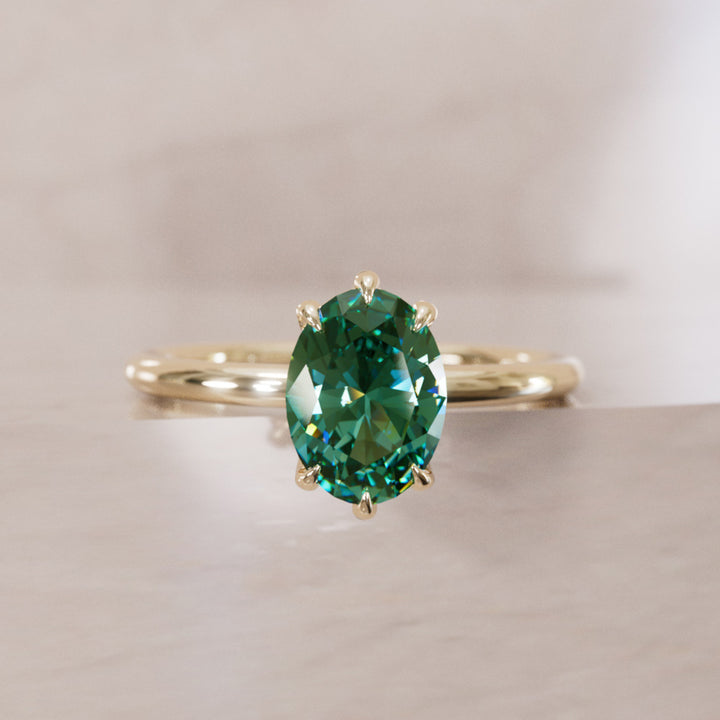 Oval Green Sapphire Engagement Ring Solitaire By Valley Rose