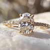 Oval Lab Diamond Solitaire Ethical Engagement Ring with a Pavé Band By Valley Rose