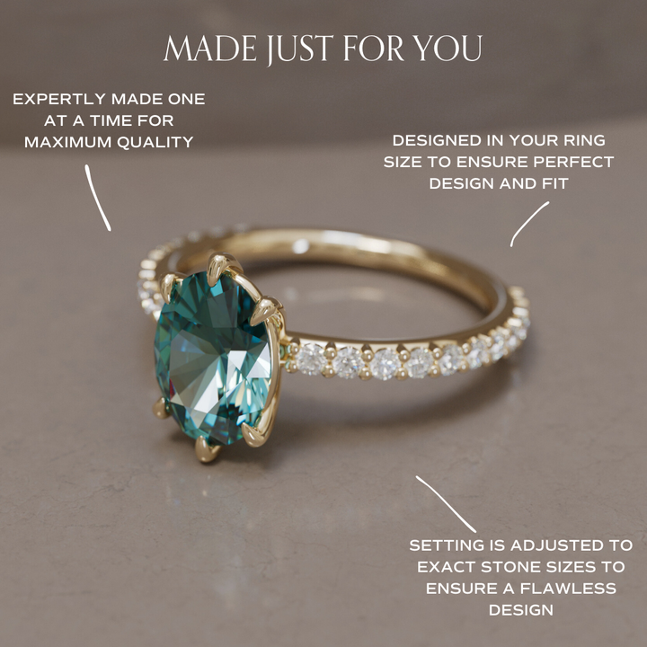 Oval Sapphire Engagement Ring Solitaire with Tiny Diamonds By Valley Rose