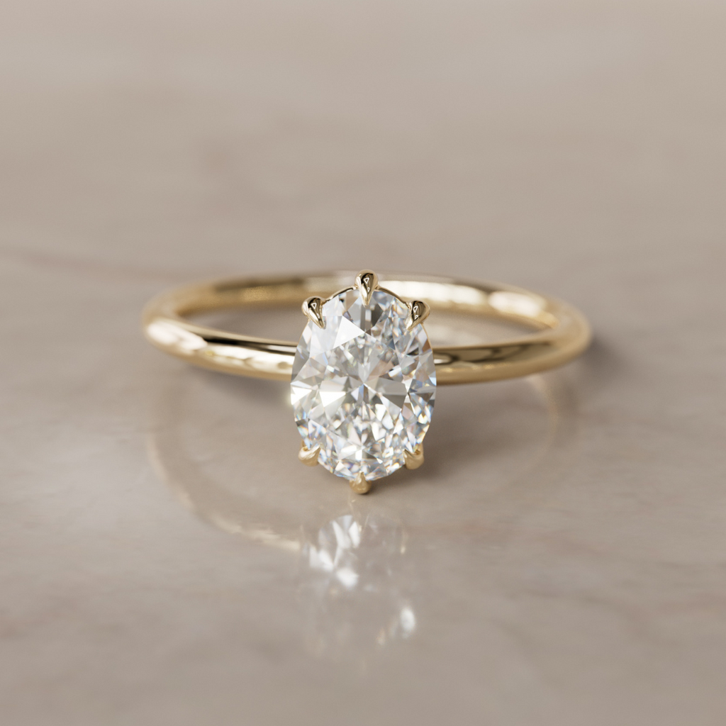 Oval Shape Lab Diamond Ethical Engagement Ring Solitaire By Valley Rose