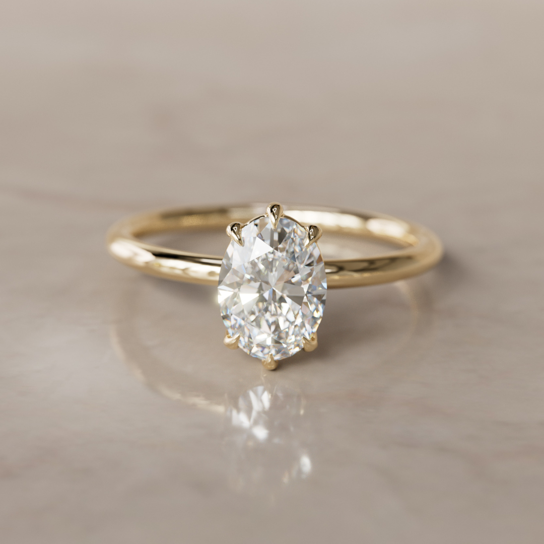 Oval Shape Lab Diamond Ethical Engagement Ring Solitaire By Valley Rose