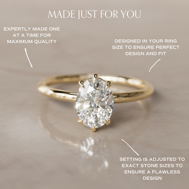 Oval Shape Lab Diamond Ethical Engagement Ring Solitaire By Valley Rose