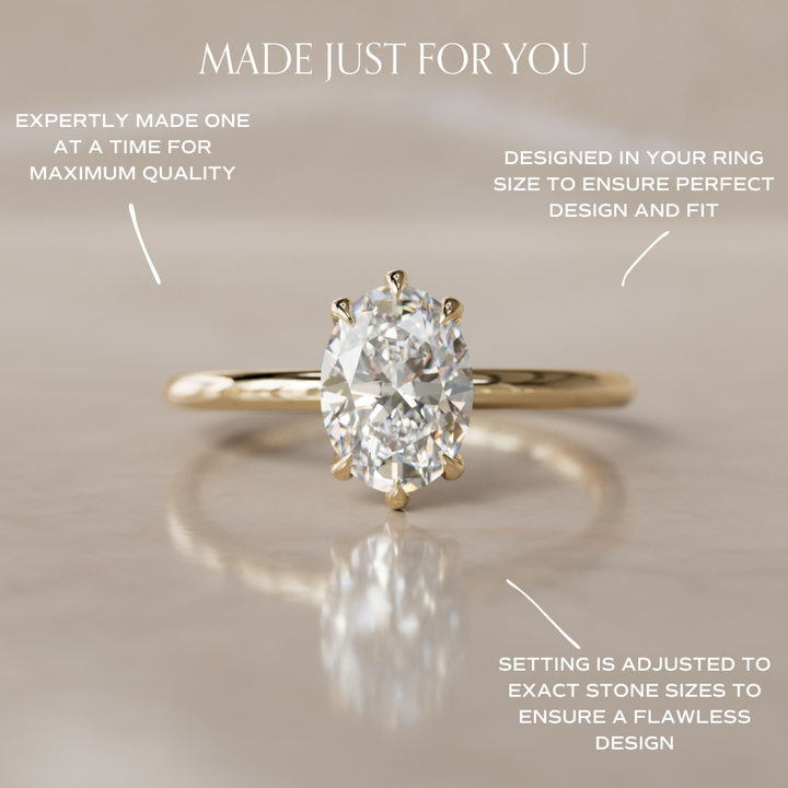 Oval Shape Lab Diamond Ethical Engagement Ring Solitaire By Valley Rose