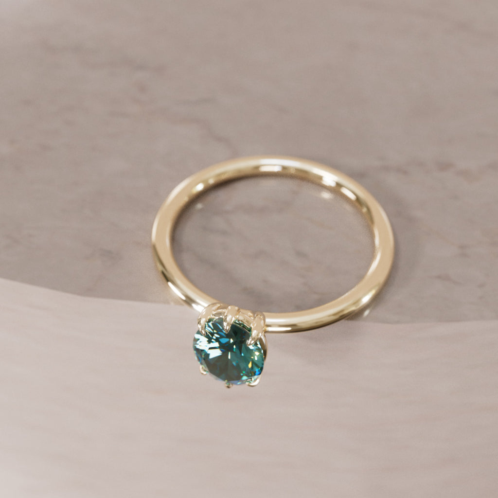 Oval Teal Sapphire Engagement Ring Solitaire By Valley Rose