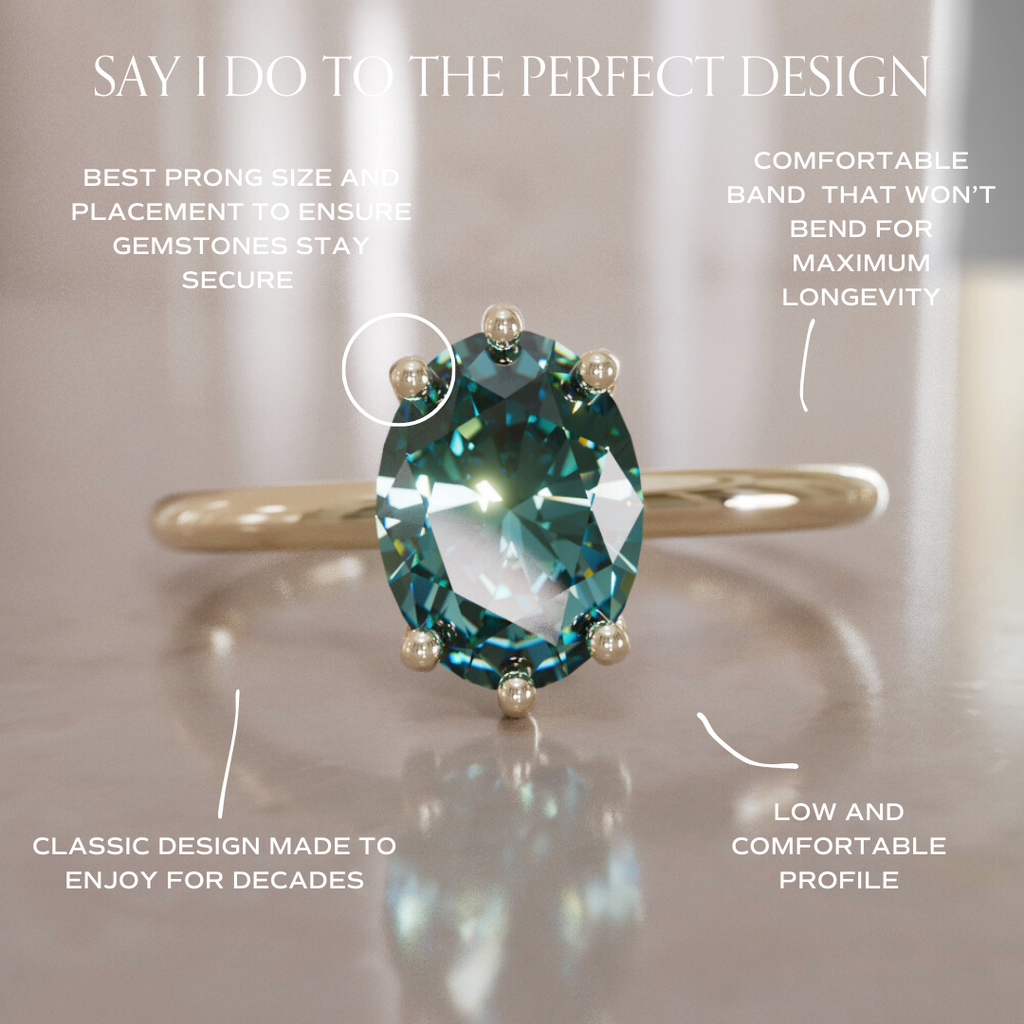 Oval Teal Sapphire Engagement Ring Solitaire By Valley Rose