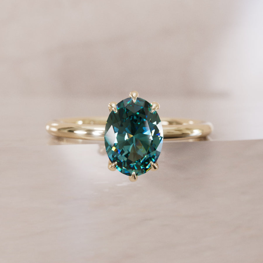 Oval Teal Sapphire Engagement Ring Solitaire By Valley Rose