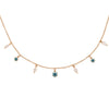 Teal Sapphire & Marquise Diamond Charm Fringe Gold Necklace By Valley Rose Ethical Jewelry