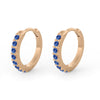 Blue Sapphire Mini Clicker Huggie Gold Hoops Single By Valley Rose Ethical Jewelry