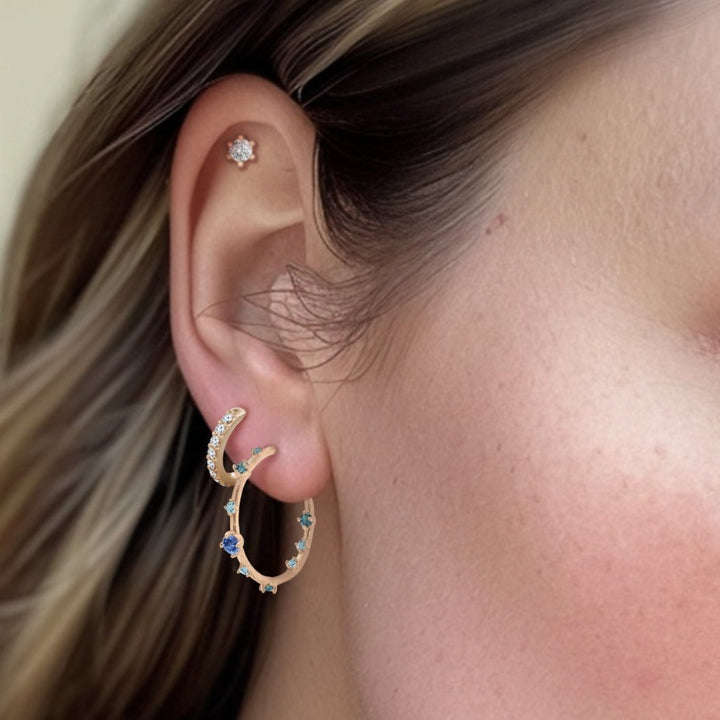 Diamond Mini Clicker Huggie Gold Hoops Lab Diamond Single By Valley Rose Ethical Jewelry