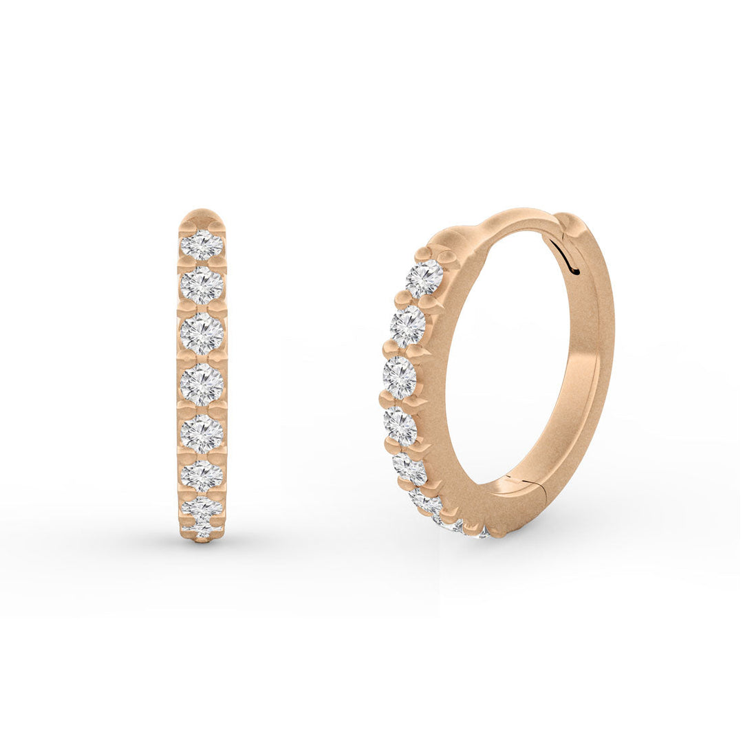 Diamond Mini Clicker Huggie Gold Hoops Lab Diamond Single By Valley Rose Ethical Jewelry