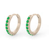 Emerald Mini Clicker Huggie Gold Hoops Single By Valley Rose Ethical Jewelry