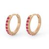 Pink Tourmaline Mini Clicker Huggie Gold Hoops Single By Valley Rose Ethical Jewelry