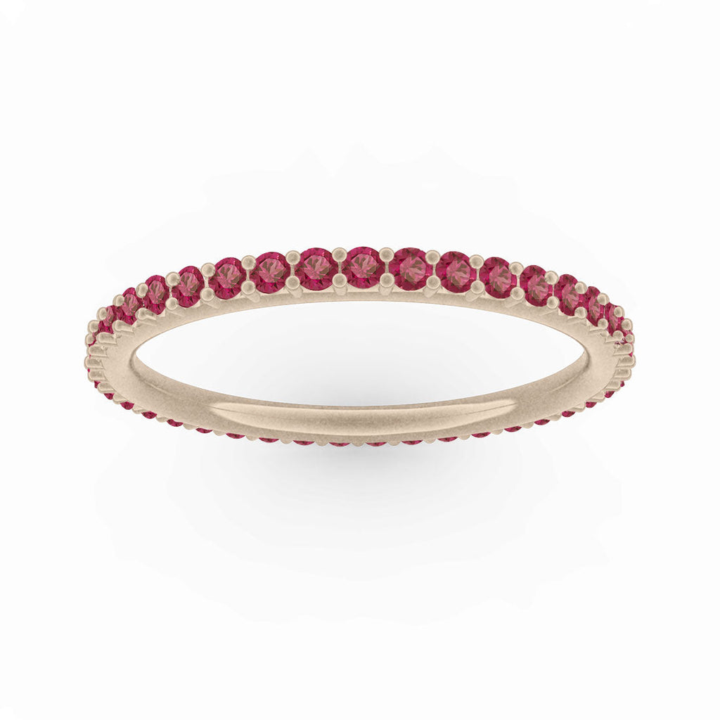 Garnet Eternity Ring, Gold Wedding Stacking Band By Valley Rose Ethical Jewelry