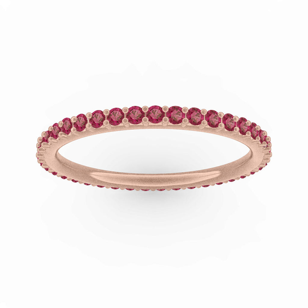 Garnet Eternity Ring, Gold Wedding Stacking Band By Valley Rose Ethical Jewelry