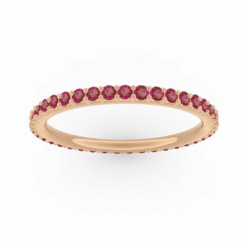 Garnet Eternity Ring, Gold Wedding Stacking Band By Valley Rose Ethical Jewelry