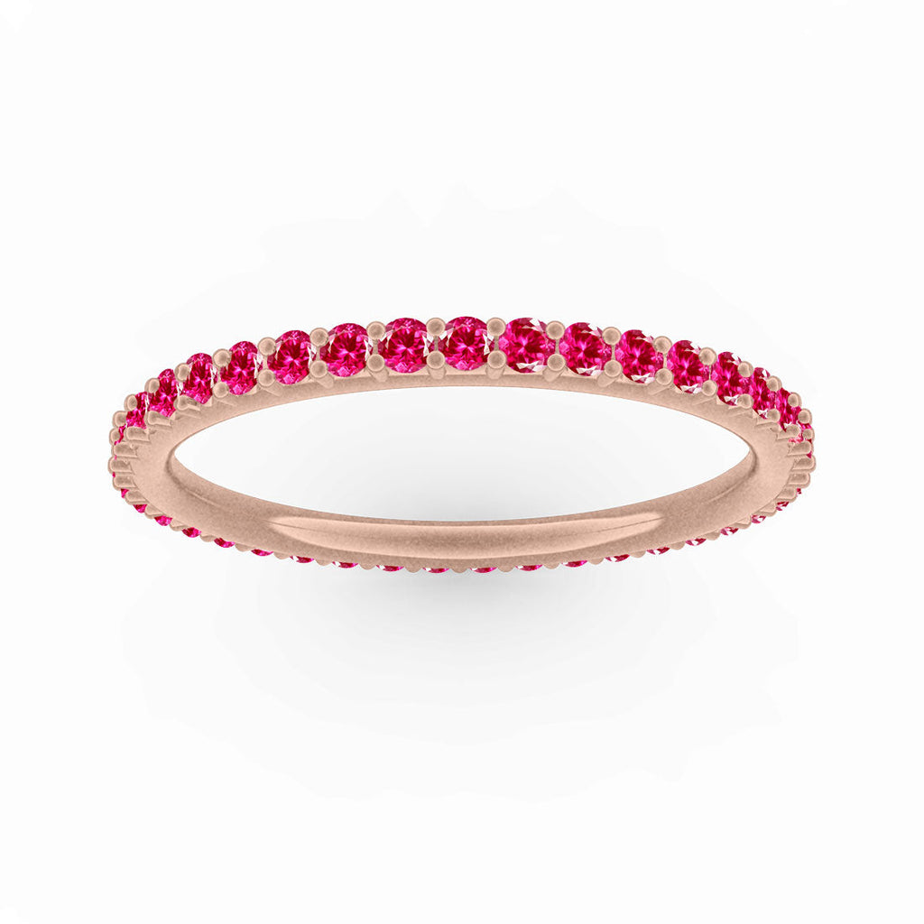 Pink Ruby Eternity Ring, Gold Wedding Stacking Band By Valley Rose Ethical Jewelry