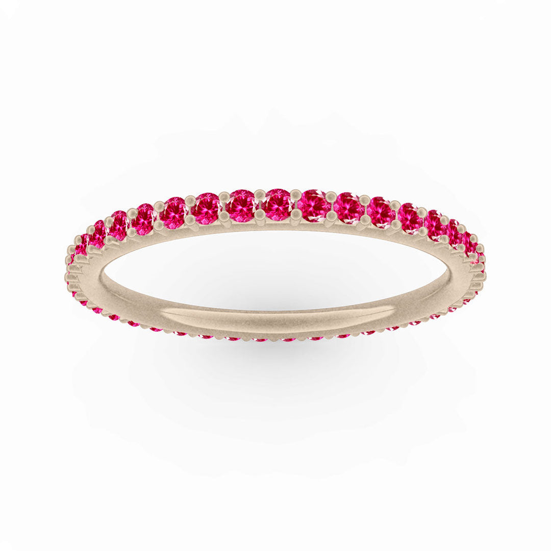 Pink Ruby Eternity Ring, Gold Wedding Stacking Band By Valley Rose Ethical Jewelry