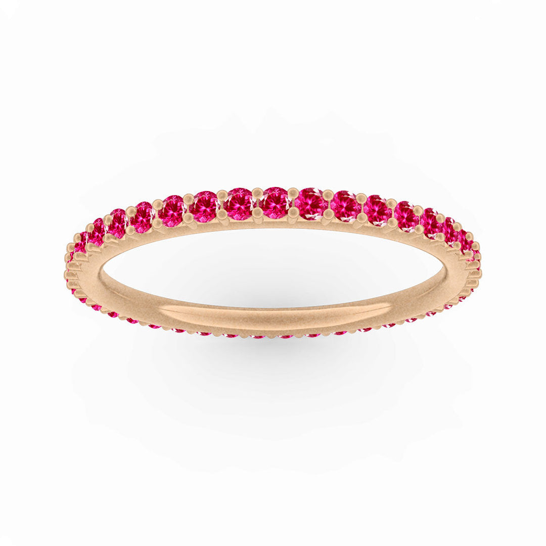 Pink Ruby Eternity Ring, Gold Wedding Stacking Band By Valley Rose Ethical Jewelry