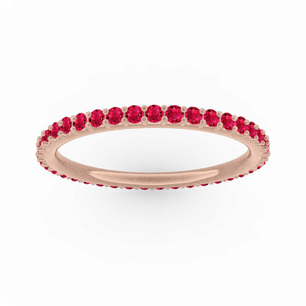 Red Ruby Eternity Ring, Gold Wedding Stacking Band By Valley Rose Ethical Jewelry