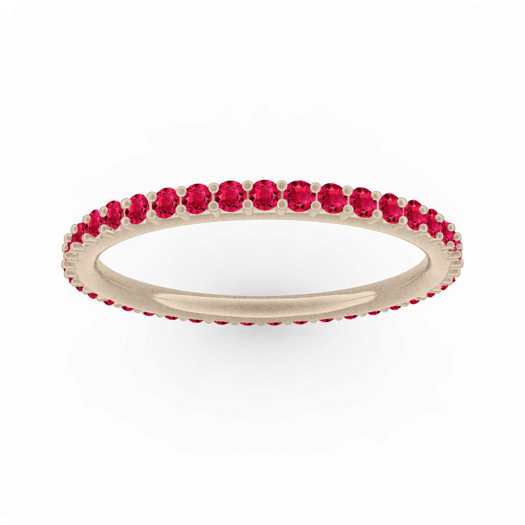 Red Ruby Eternity Ring, Gold Wedding Stacking Band By Valley Rose Ethical Jewelry