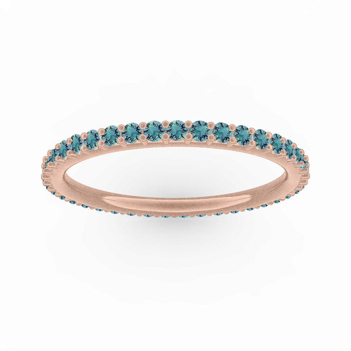 Teal Sapphire Eternity Ring, Gold Wedding Stacking Band By Valley Rose Ethical Jewelry