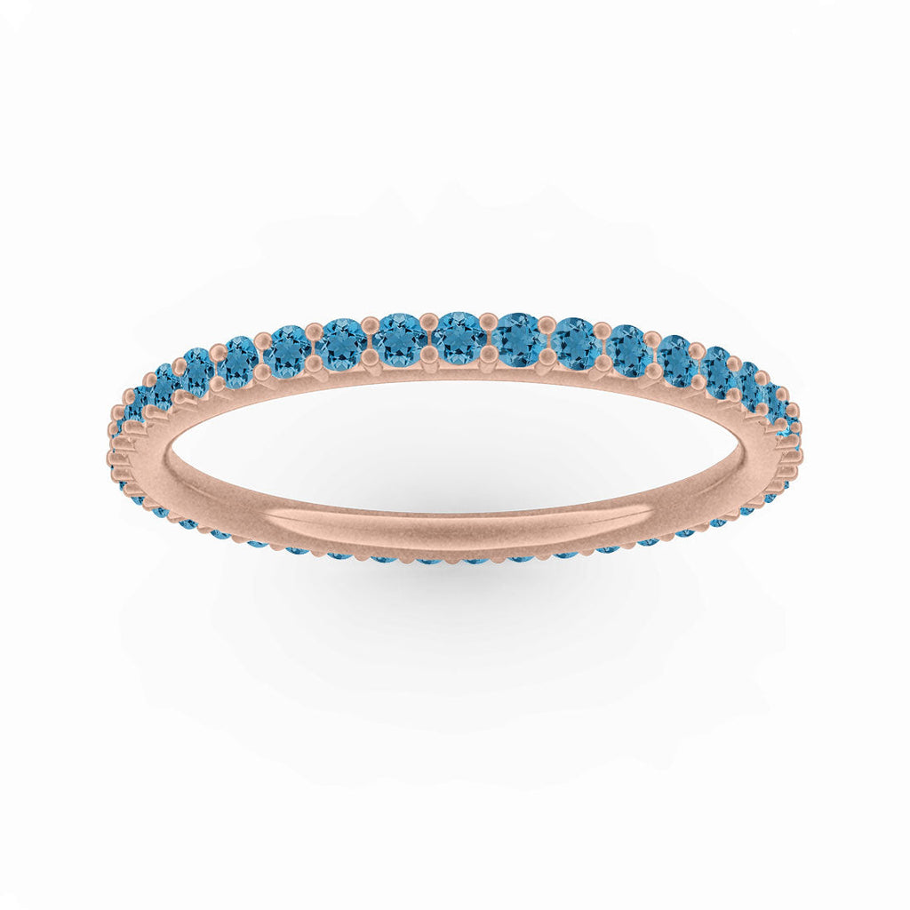 Blue Topaz Eternity Ring, Gold Wedding Stacking Band By Valley Rose Ethical Jewelry