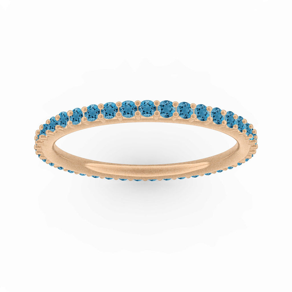 Blue Topaz Eternity Ring, Gold Wedding Stacking Band By Valley Rose Ethical Jewelry