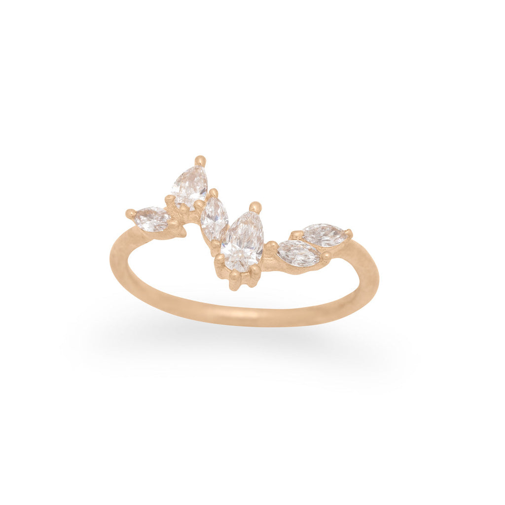 Pear and Marquise Diamond Wave Ring By Valley Rose