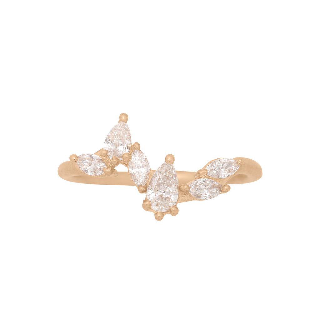 Pear and Marquise Diamond Wave Ring By Valley Rose