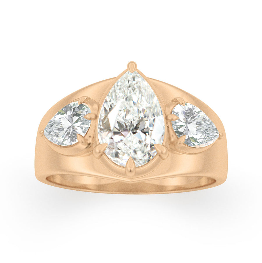Pear Lab Diamond Wide Band Alternative Engagement Ring By Valley Rose