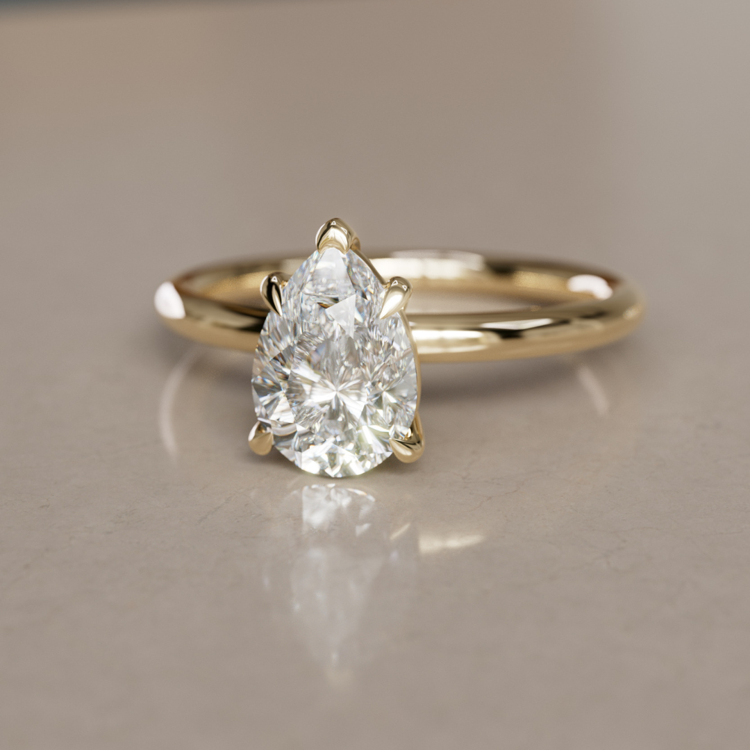Pear Shaped Lab Diamond Solitaire Ethical Engagement Ring By Valley Rose
