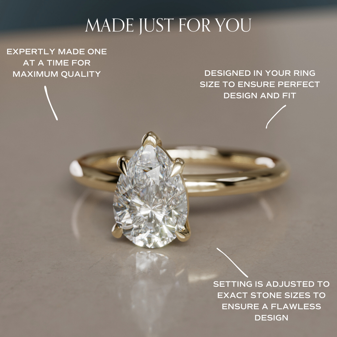 Pear Shaped Lab Diamond Solitaire Ethical Engagement Ring By Valley Rose