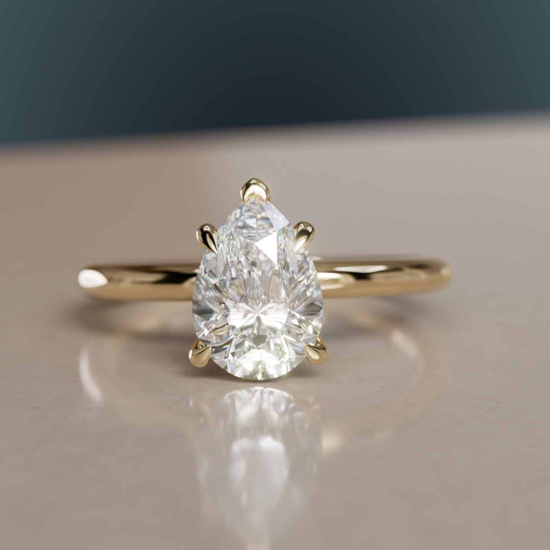 Pear Shaped Lab Diamond Solitaire Ethical Engagement Ring By Valley Rose