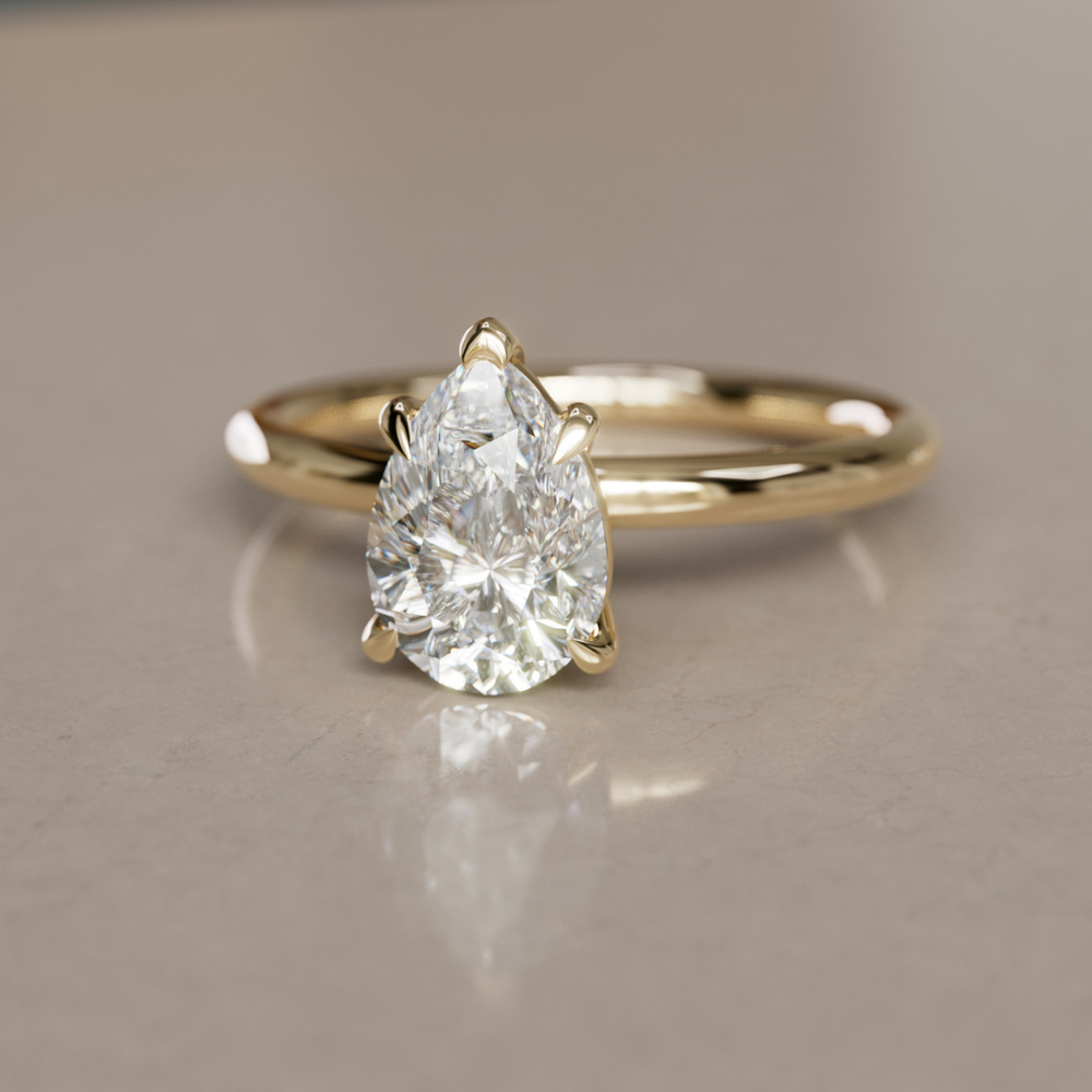 Pear Shaped Lab Diamond Solitaire Ethical Engagement Ring By Valley Rose