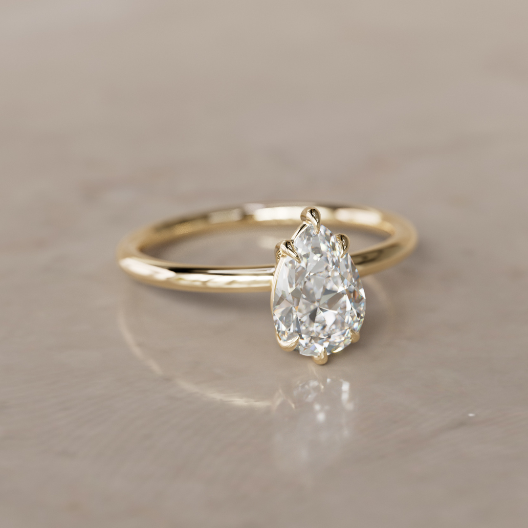Pear Shaped Lab Diamond Solitaire Ethical Engagement Ring By Valley Rose