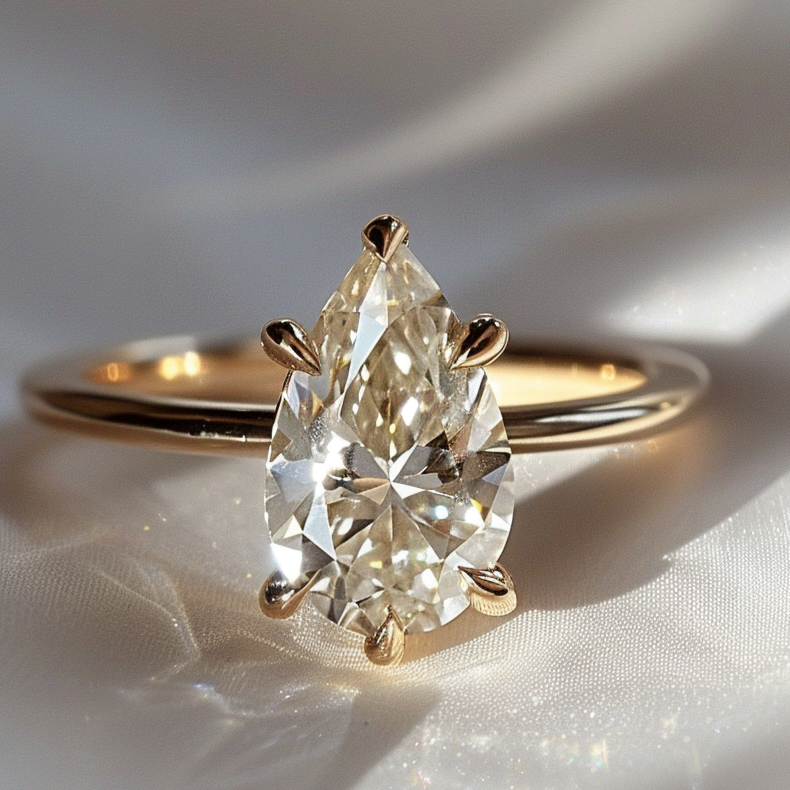 Pear Shaped Lab Diamond Solitaire Ethical Engagement Ring By Valley Rose