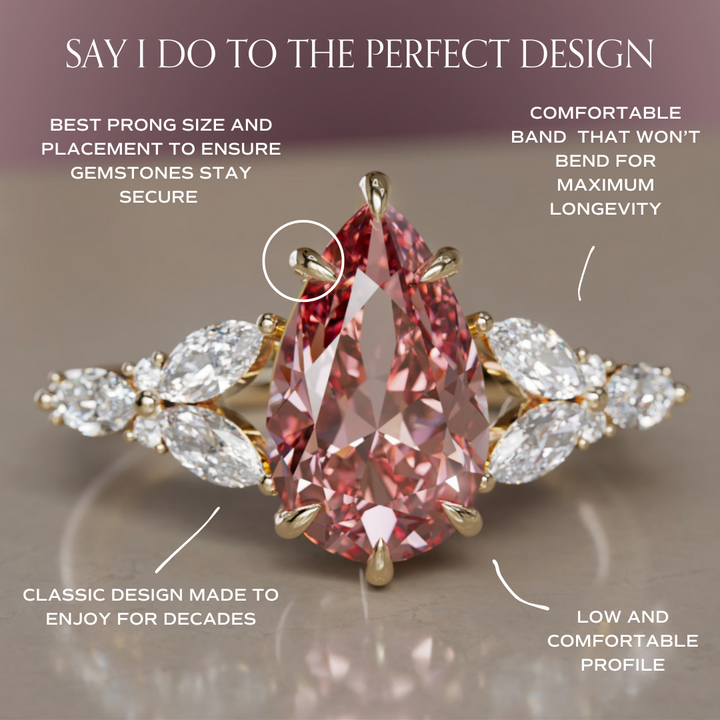 Peony Pear Pink Diamond Engagement Flower Ring Nature Inspired By Valley Rose