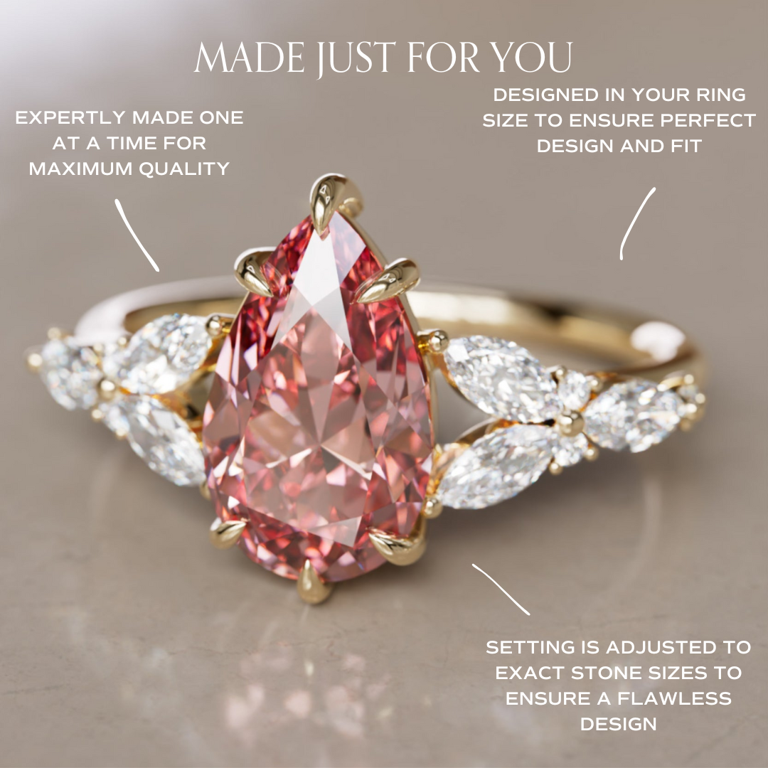Peony Pear Pink Diamond Engagement Flower Ring Nature Inspired By Valley Rose