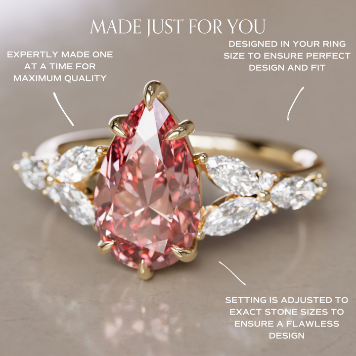 Peony Pear Pink Diamond Engagement Flower Ring Nature Inspired By Valley Rose