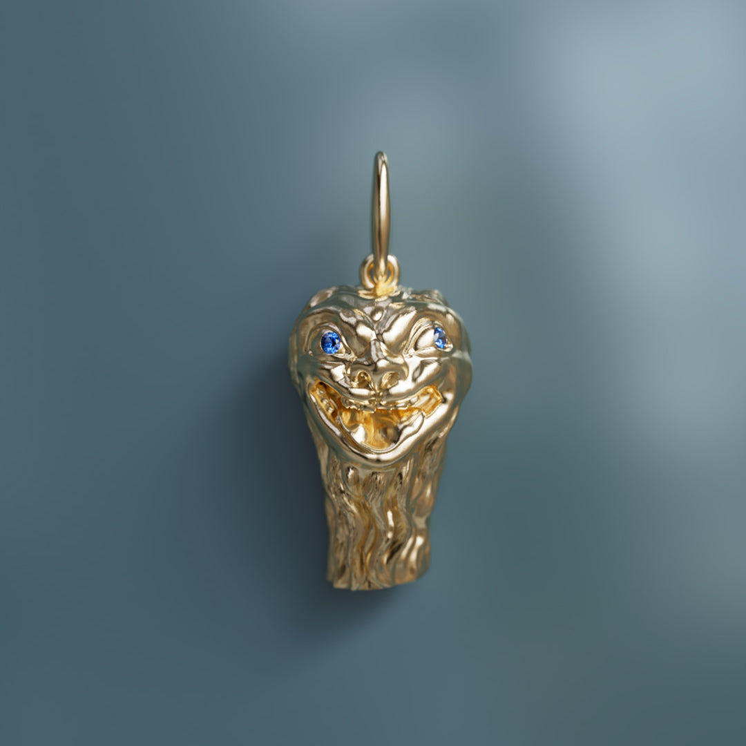 Pet Gargoyle Unique Pendant Necklace with Blue Sapphires By Valley Rose