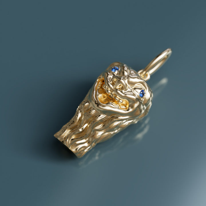 Pet Gargoyle Unique Pendant Necklace with Blue Sapphires By Valley Rose