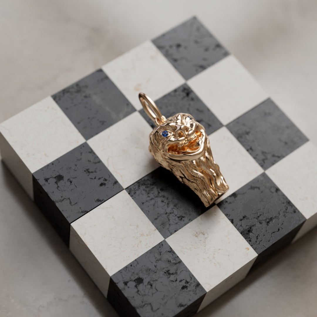 Pet Gargoyle Unique Pendant Necklace with Blue Sapphires By Valley Rose