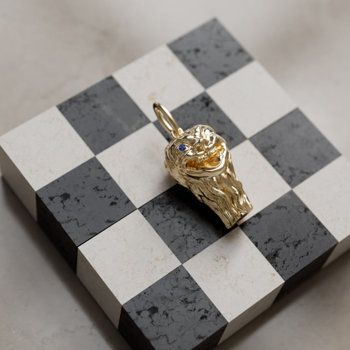 Pet Gargoyle Unique Pendant Necklace with Blue Sapphires By Valley Rose